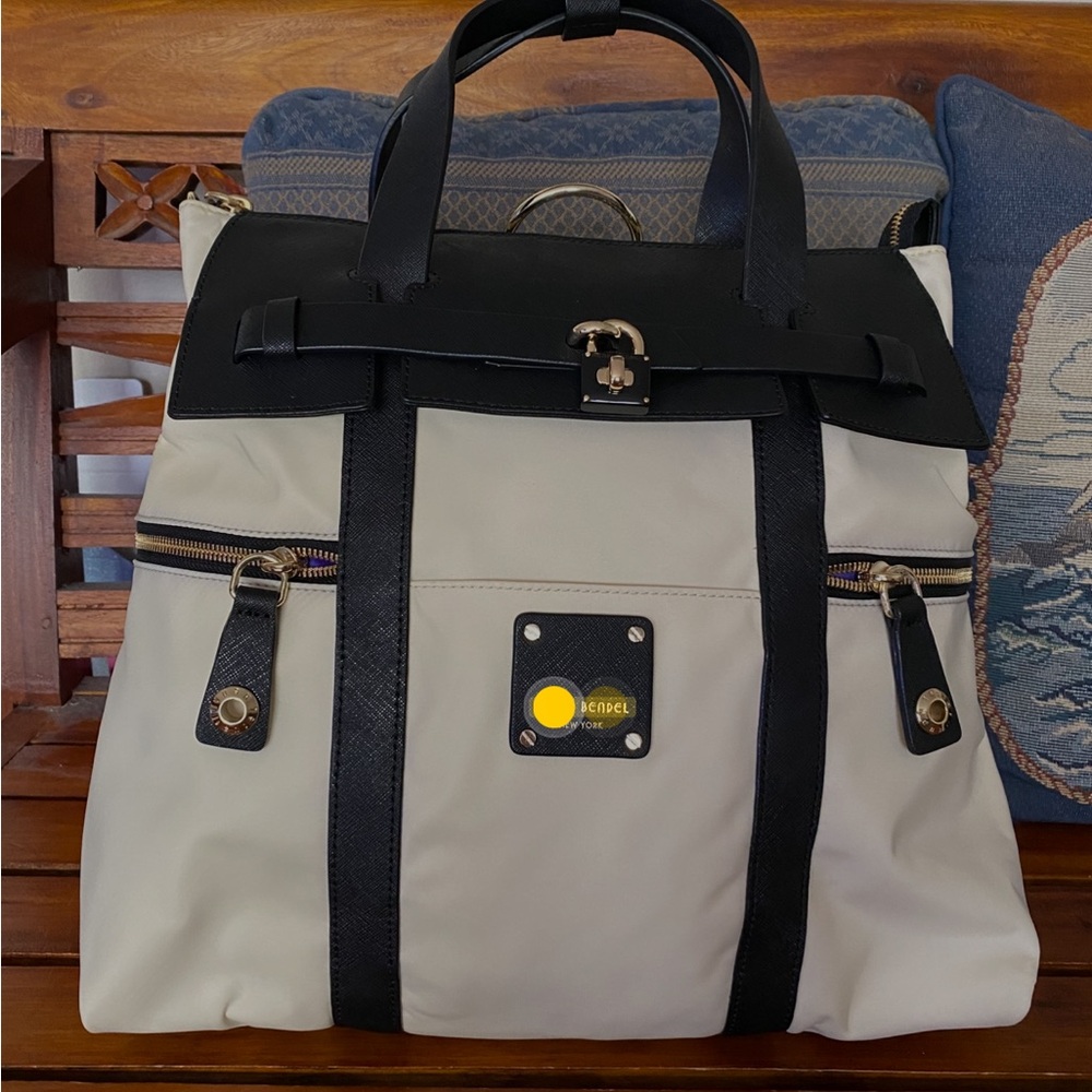 Henri Bendel Jetsetter Black and Cream Tote Bag